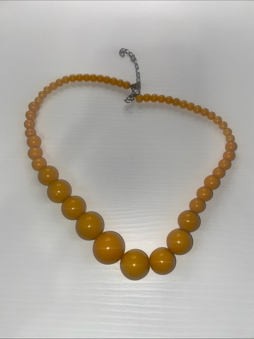 Large Mustard Yellow Bead Necklace Statement Jewelry